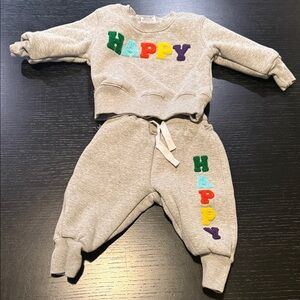 Kids Grey 'Happy' Sweatshirt & Jogger Set